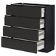 Modern black kitchen drawers: METOD, 4-tier, full pull-out, sleek, smooth edges.