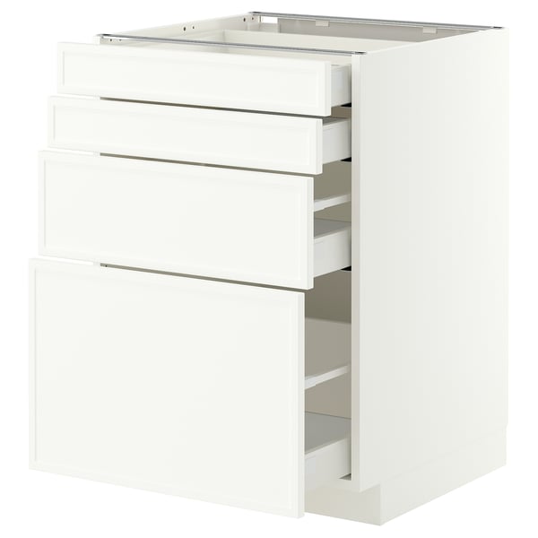 METOD / MAXIMERA Base cab 4 frnts/4 drawers, white/Aspudden matt white, 60x60 cm