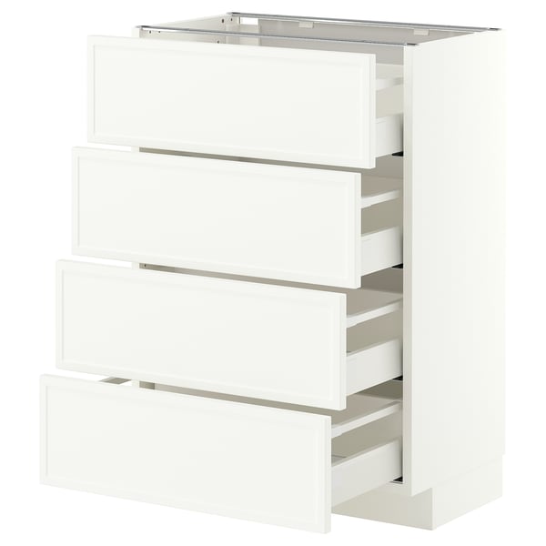 METOD / MAXIMERA Base cab 4 frnts/4 drawers, white/Aspudden matt white, 60x37 cm