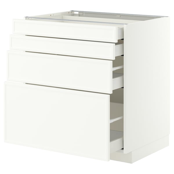 METOD / MAXIMERA Base cab 4 frnts/4 drawers, white/Aspudden matt white, 80x60 cm