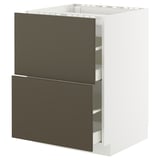 Modern METOD kitchen cabinet, white & brown, 2 drawers.