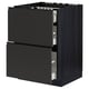 Modern black kitchen drawer unit, sleek design, dark wood finish, two large drawers, built-in handles, part of the METOD system.
