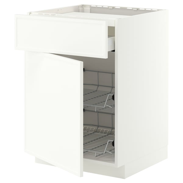 METOD / MAXIMERA Base cab f hob/drawer/2 wire bskts, white/Aspudden matt white, 60x60 cm