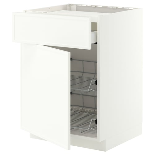 METOD / MAXIMERA Base cab f hob/drawer/2 wire bskts, white/Aspudden matt white, 60x60 cm