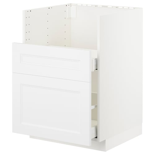 METOD kitchen unit: white, rectangular, modern design, three sections, one open shelf.