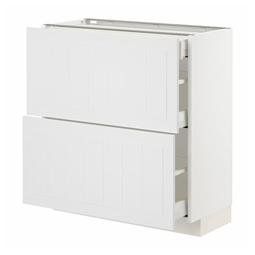 White METOD kitchen unit, rectangular, two drawers, smooth fronts, sturdy design.