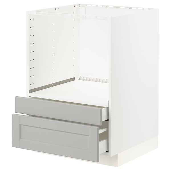 METOD / MAXIMERA Base cabinet f combi micro/drawers, white/Lerhyttan light grey, 60x60 cm
