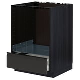 A modern, black ikea METOD kitchen cabinet with a single drawer.