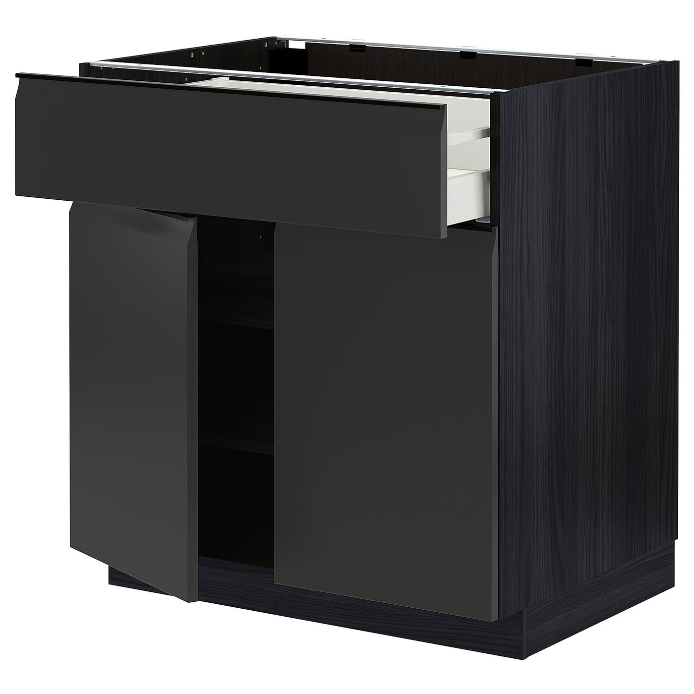 METOD / MAXIMERA base with drawer/2 doors, black/Upplöv matt