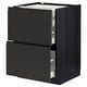 Modern black kitchen cabinet with 3 pull-out drawers.