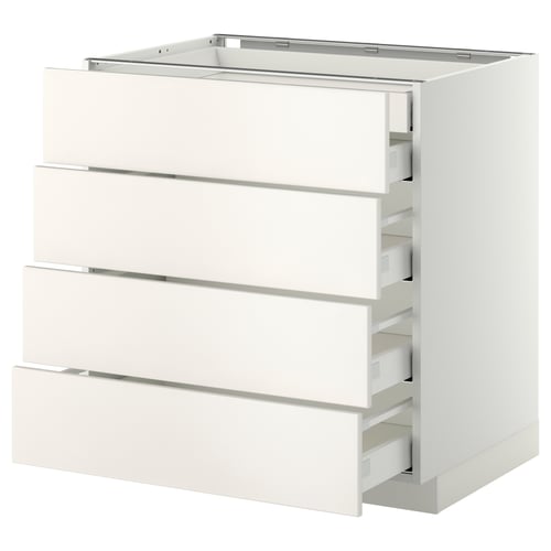 METOD kitchen unit, white, 4 drawers, square, smooth lines.
