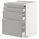 METOD kitchen unit, soft grey, four drawers, white base, classic design.