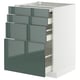 Modern kitchen unit METOD with high-gloss grey-green kallarp drawers, sleek design, and multiple drawers.