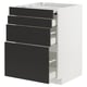 METOD kitchen unit, white and black, modern design, with 4 black drawers and a pull-out section, sleek and stylish.