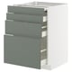 Modern grey-green METOD kitchen cabinet with four drawers.
