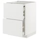 White METOD kitchen cabinet with two drawers and four shelves, sleek and crafted design.