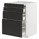 Modern black ikea METOD kitchen unit. Sleek design with four drawers and a white cabinet base.