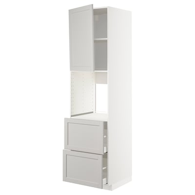 White METOD kitchen unit with pull-out drawers and adjustable shelf.