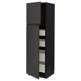 Modern black cabinet, handle-less, METOD system, fiberglass & particleboard.