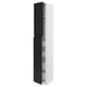 METOD kitchen cabinet, black and white, tall, modern design, with multiple shelves.