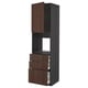 Dark brown ikea METOD kitchen unit with open drawers.