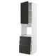 Modern black and white kitchen unit with three drawers, two shelves, and secure hinges featuring sleek, contemporary design.