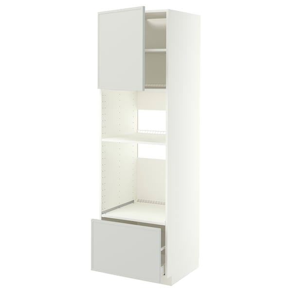 METOD / MAXIMERA High cabinet f built-in appliances, white/Aspudden light grey, 60x60x200 cm