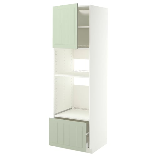 METOD / MAXIMERA High cabinet f built-in appliances, white/Stensund light green, 60x60x200 cm