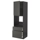 Modern dark grey kitchen unit with drawers and cabinets, sleek handles, sturdy, ventilated shelves.