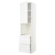 METOD white kitchen unit, tall with storage compartments.