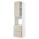 Beige ikea METOD kitchen cabinet with minimalist design, drawers, and vented shelf.