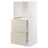 METOD kitchen unit in beige, drawers, cream finish, integrated handles, modern design.