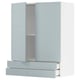 Modular kitchen cabinet in glossy blue-gray with 2 doors and 2 drawers.