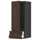 Dark brown wooden cabinet with two open drawers.