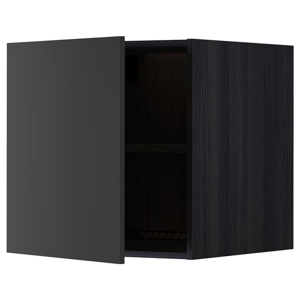 Ikea METOD kitchen cabinet, black, square, modern, two shelves.