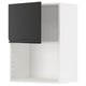 Option: Modern matte black kitchen cabinet with gray interior, white frame, and adjustable shelf.
