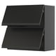 Black modern kitchen cabinet with sleek matte finish and angled edges.