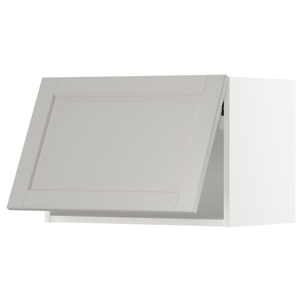Modern white METOD kitchen cabinet, rectangular shape, flat panel design.