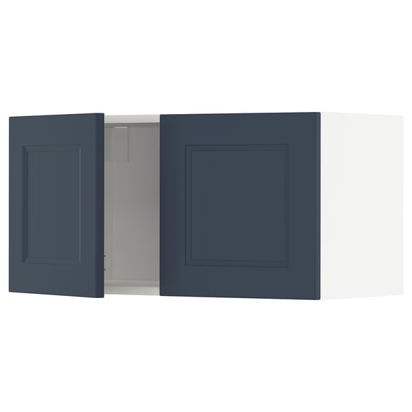 Blue METOD kitchen cabinet with square door.