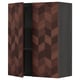 Dark brown herringbone wooden cabinet with two open shelves.