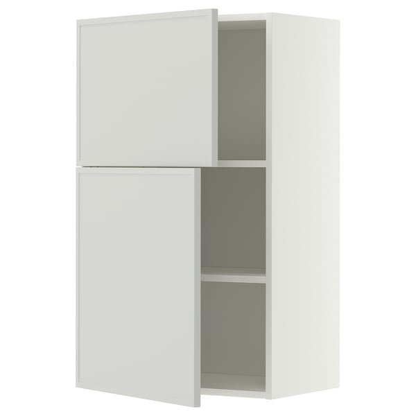 METOD Wall cabinet with shelves/2 doors, white/Aspudden light grey, 60x100 cm