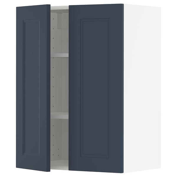 METOD kitchen cabinet in blue with adjustable shelves and reversible door.