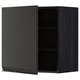 Black wall cabinet with open door, matte finish, square shape, fixed shelf inside.