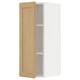 A white METOD kitchen cabinet with a light oak door, featuring a simple, rectangular design and beveled edges.