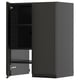 Black METOD kitchen cabinet with adjustable shelf and open door.