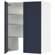 Blue ikea METOD kitchen cabinet with white interior, three shelves, right-swing door.