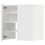 White METOD kitchen cabinet with adjustable shelves and hinges.