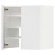White METOD kitchen cabinet with adjustable shelves and hinges.