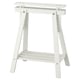 Option: A white MITTBACK trestle table base, featuring adjustable tilt and sturdy wooden legs.