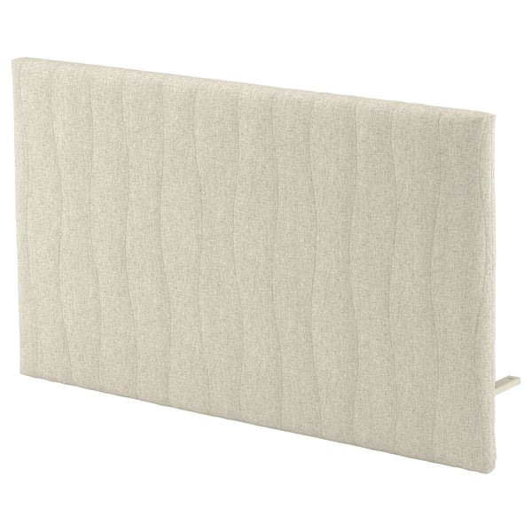 MITTZON beige acoustic desk screen, rectangular, fabric-covered with natural pattern.